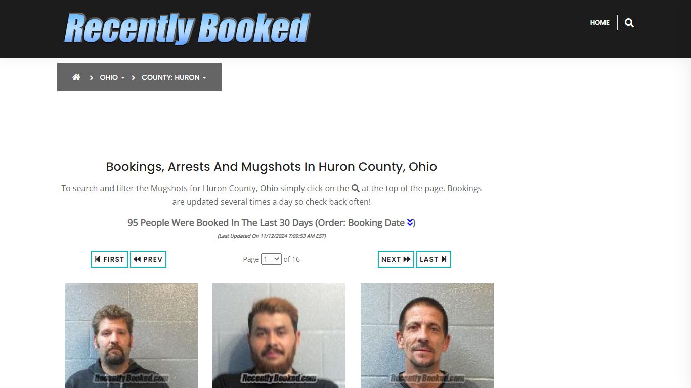 Bookings, Arrests and Mugshots in Huron County, Ohio - Recently Booked